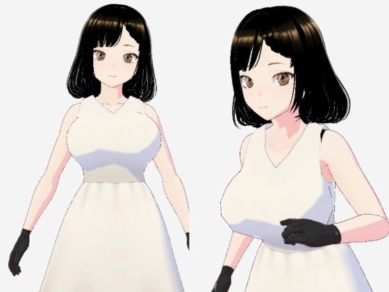 【イラスト・CG集】白ワンピースを着たお姉さん（セリフなし 3DCGモデル イラスト集）｜-