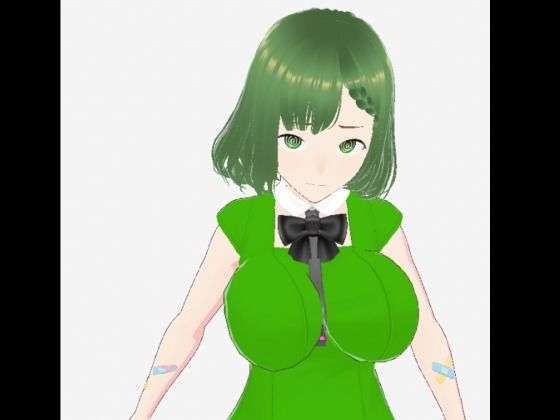 【イラスト・CG集】緑色の髪の毛と洋服を着たお姉さん（セリフなし 3DCGモデル イラスト集）｜-