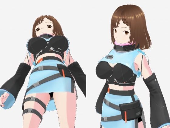 【イラスト・CG集】未来から来たような水色の服の巨乳のお姉さん（セリフなし 3DCGモデル イラスト集）｜-